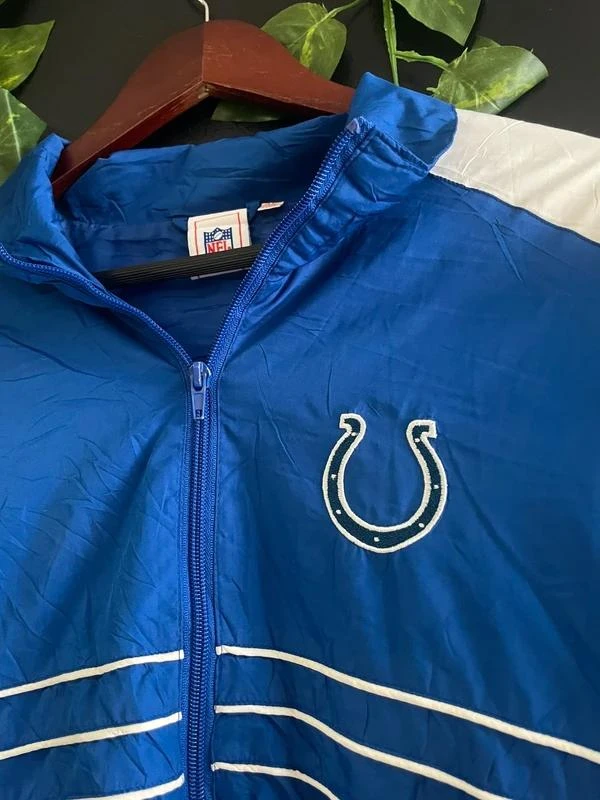 NFL Indianapolis Colts Windbreaker Vintage 90s Electric Blue White Streetwear Ha – photo 10